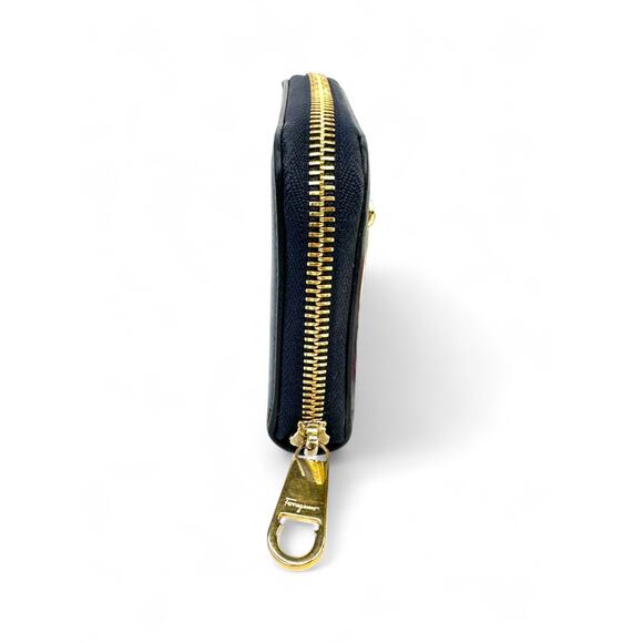 Salvatore Ferragamo Compact Gancini Leather Navy Blue Zip Around Wallet - Picture 3 of 7